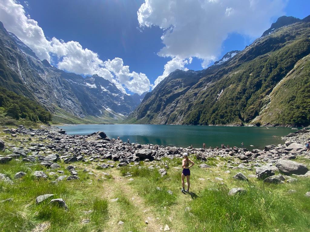 Admiring Lake Marian before jumping in.
