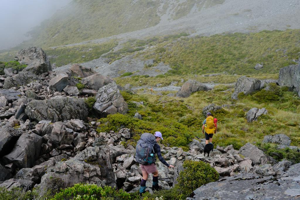 Heading back down from Camero Hut – the cloud came back in :(