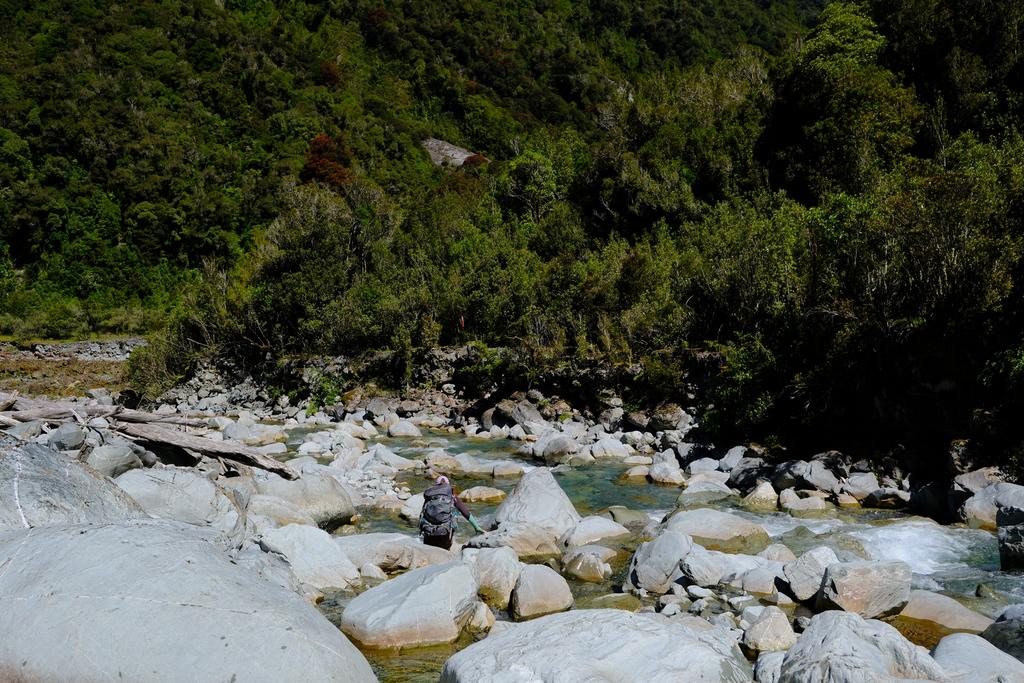 Crossing Hura Creek where we saw two whio.