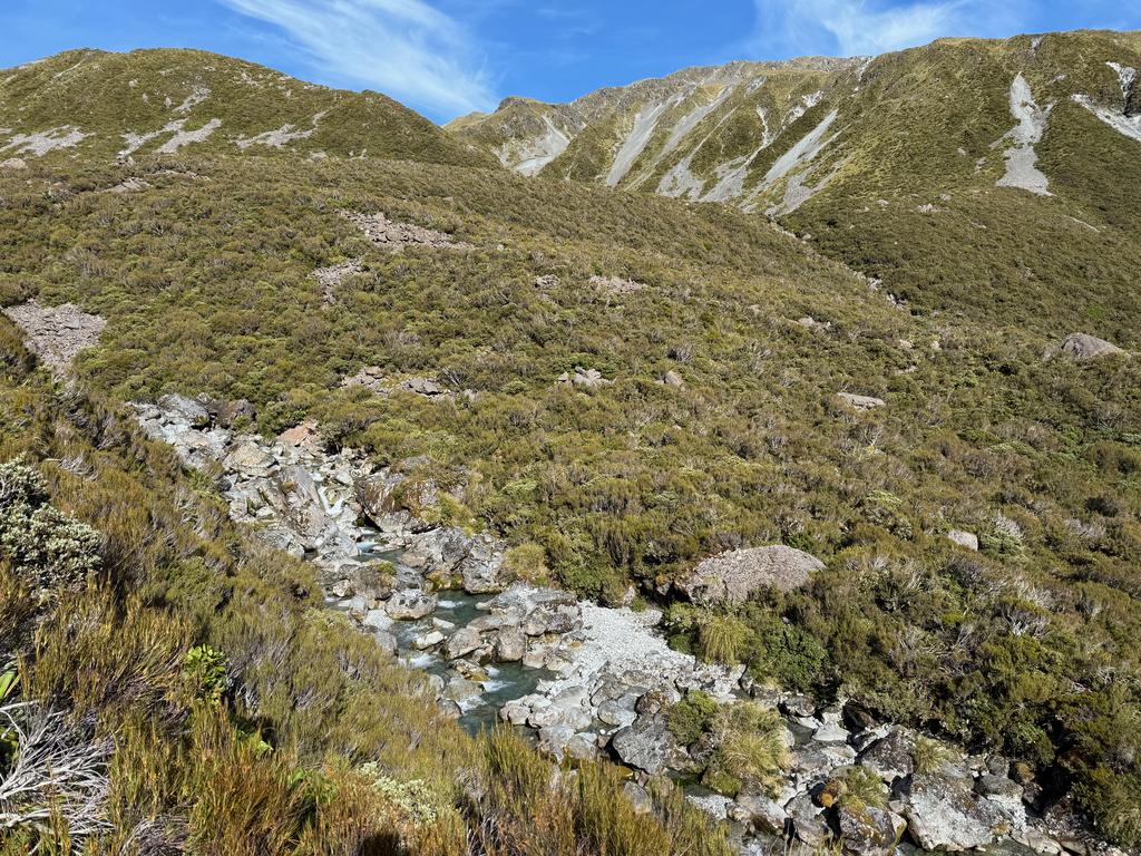 Looking down on Hunts Creek in the valley below