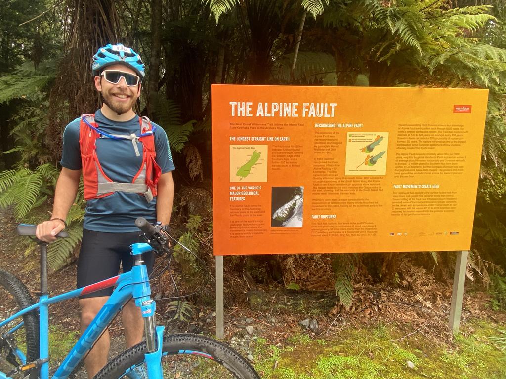 Me with the Alpine Fault Sign. Yes I made my class read it.
