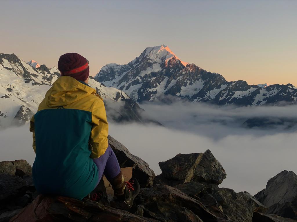 Jen admiring Aoraki (Mt Cook)