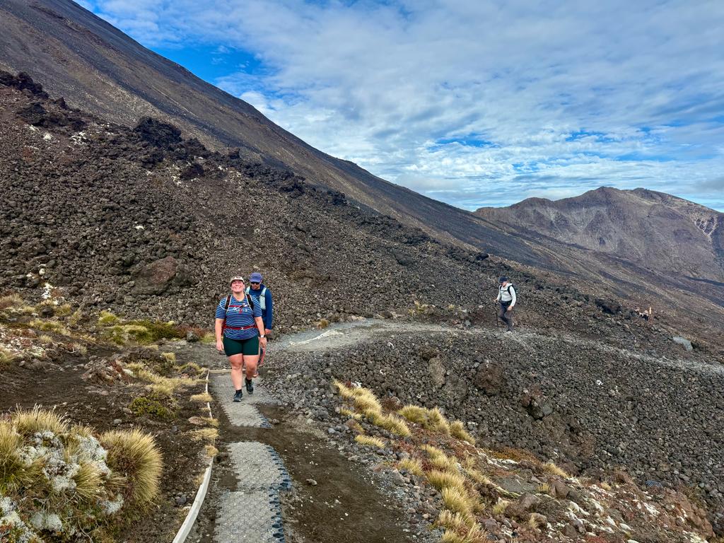 Hayleigh putting in the hard yards on the climb to South Crater.