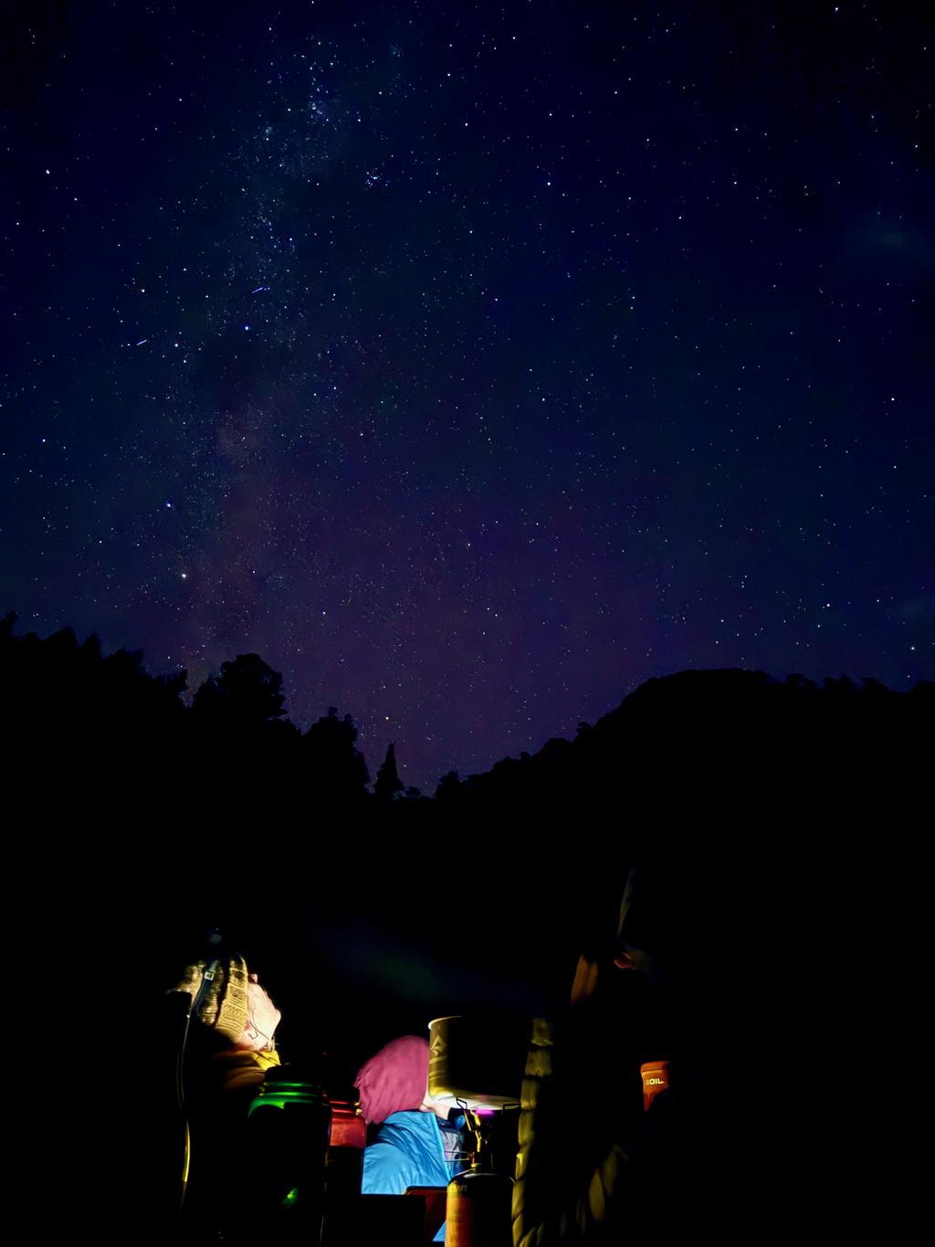 Admiring the stars over dinner.