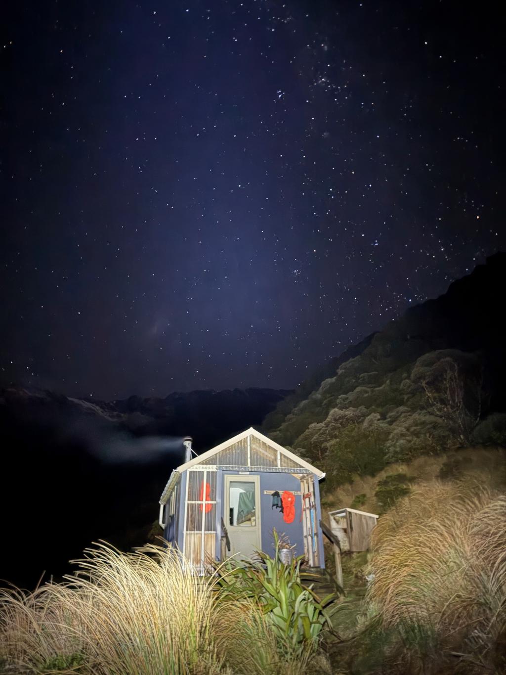 Top Kokatahi Hut under the Milky Way.