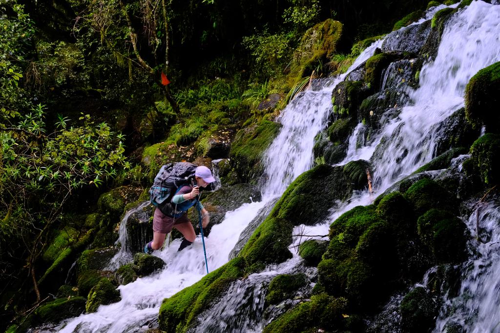Back across the very cool waterfall in between Newton Junction and Lower Arahua Hut