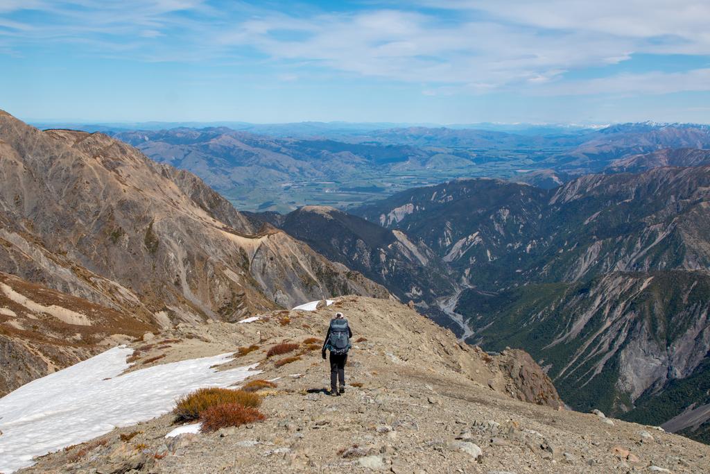 Jen traversing towards Mt Fyffe.