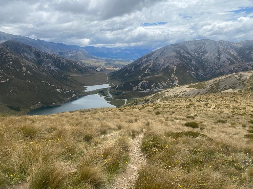 Looking down at Lake Lyndon and Porter's Pass.