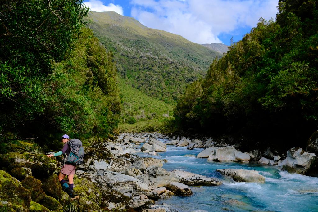 Across the creek you have to rock-hop upstream until you find the track.