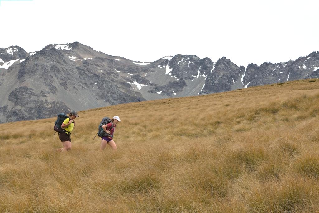 Jen and Em climbing towards the saddle.