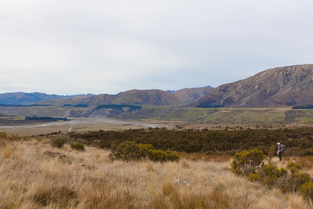 Looking down at a beautiful glacial valley where the Hope and Boyle Rivers converge.