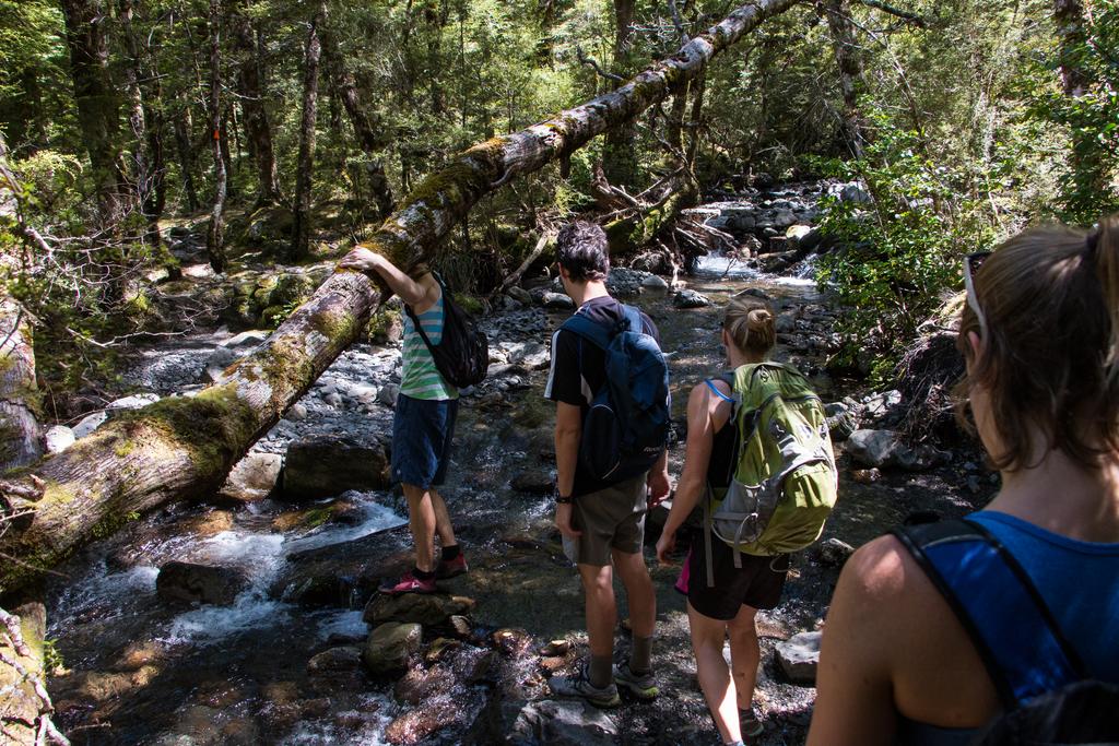Crossing a creek just before Nina Valley Campsite.