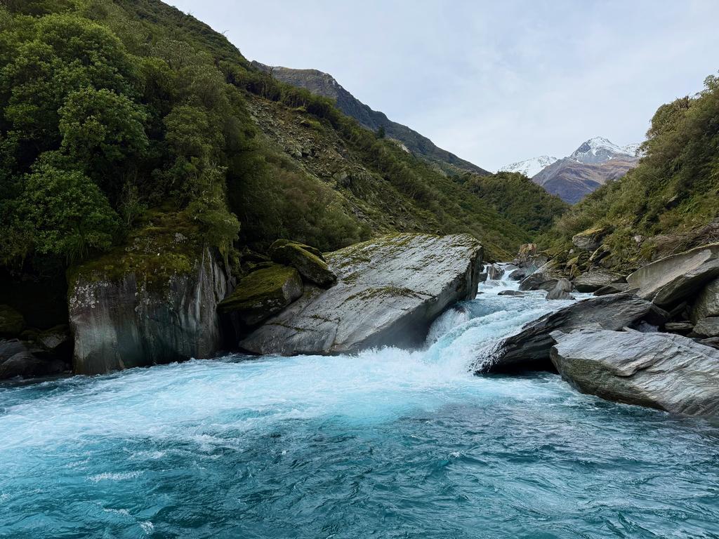 River so blue it looks like someone put food dye in it.