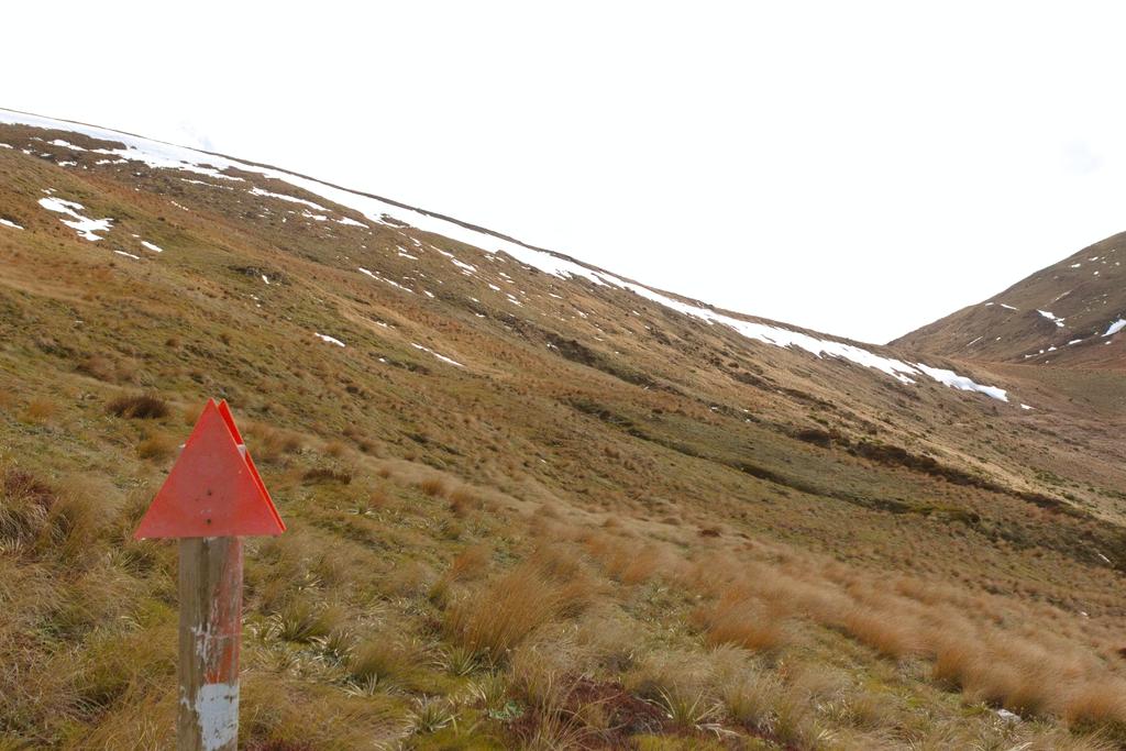 The view across to the saddle above Lake Man Biv.