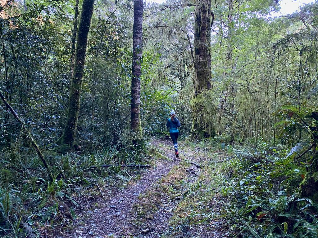 Jen blasting along the nice 4WD track.