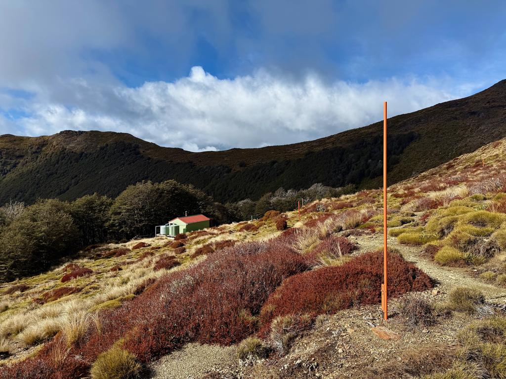 Saying goodbye to Slaty Hut in the morning.