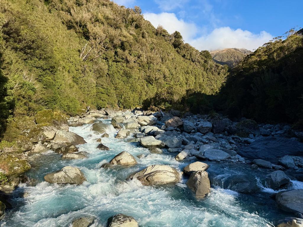 The view upstream from the cableway.