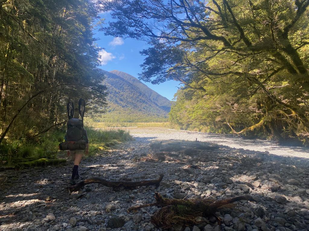 The dry riverbed of Paulin Creek.
