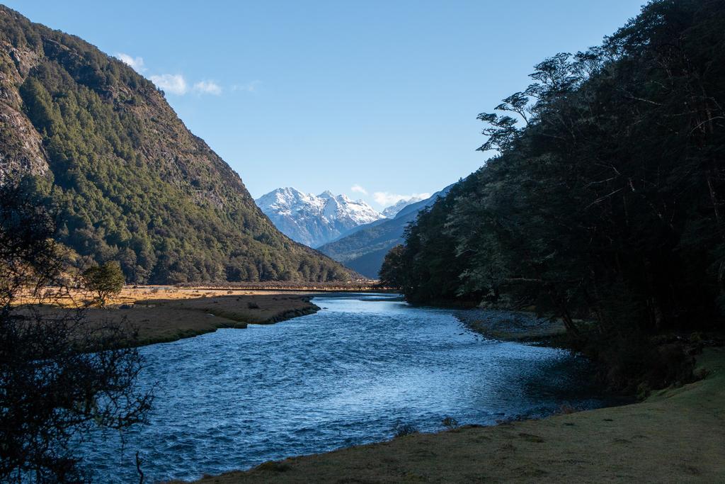 Looking North up a wintry Caples Valley.