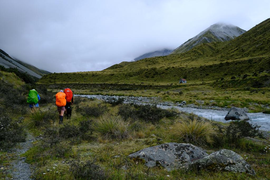 Everyone standing out with their pack covers.